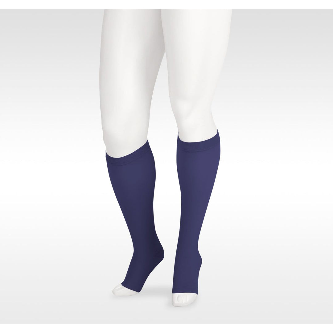 Juzo Soft Knee High 30-40 mmHg w/ Silicone Band, Open Toe, Chocolate