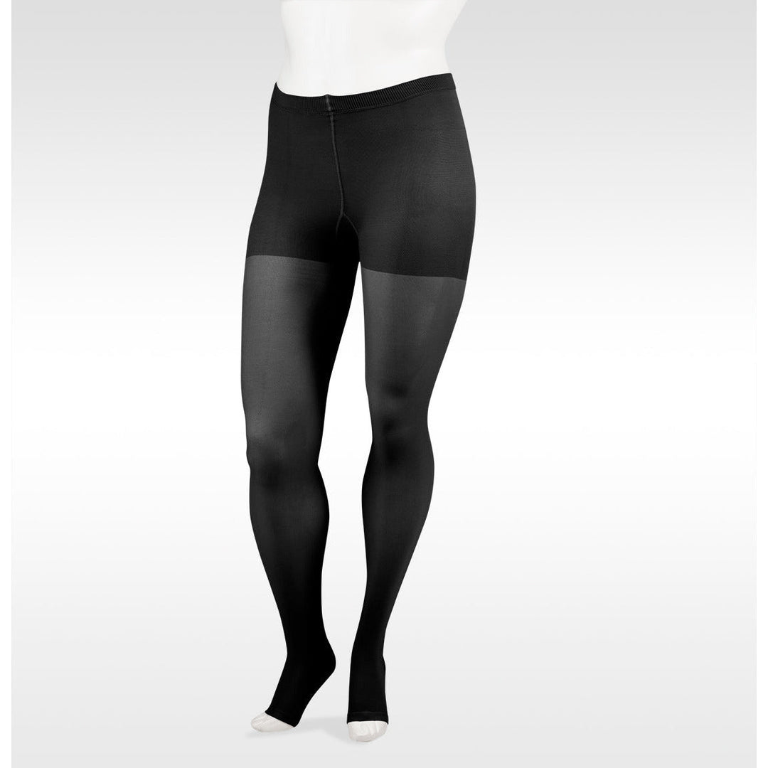 Juzo Soft Pantyhose 30-40 mmHg w/ Elastic Panty, Open Toe, Black