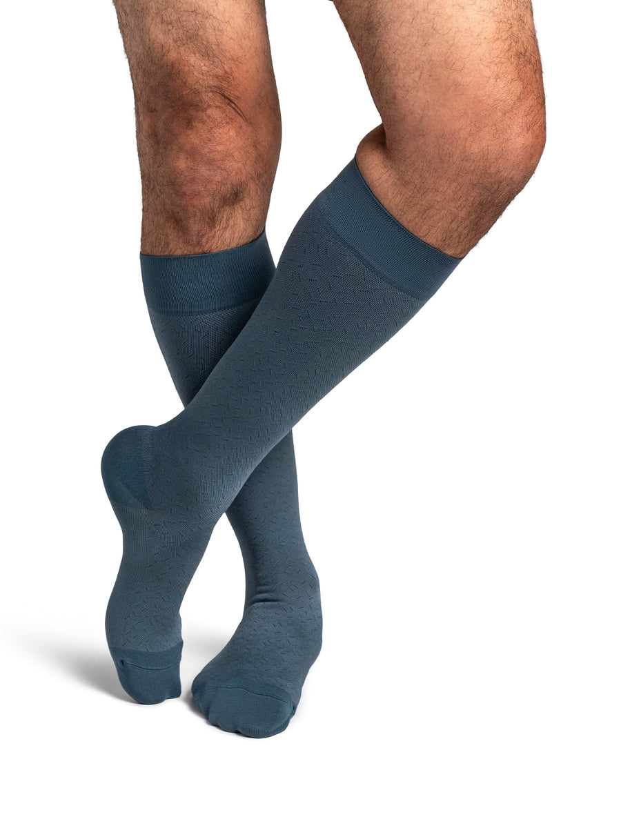 Sigvaris Microfiber Patterns Men's Knee High, Storm Blue Confetti