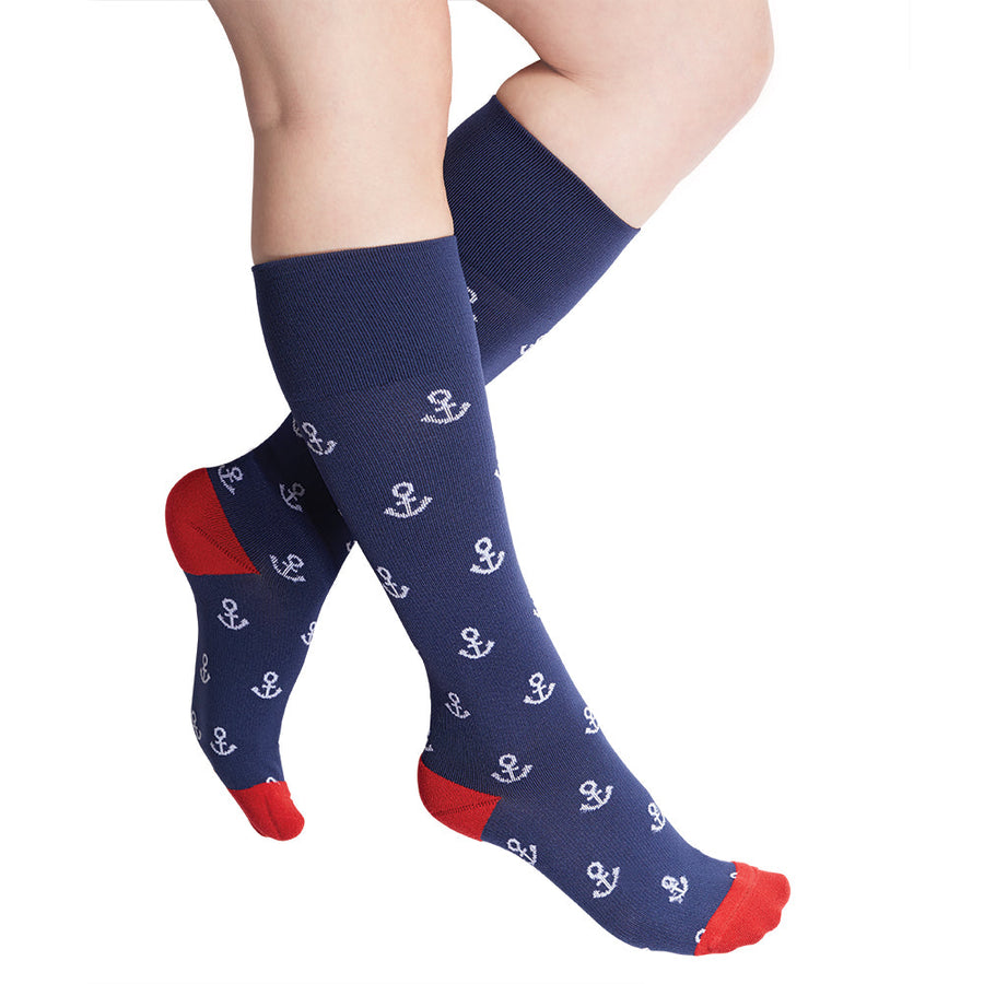 Rejuva® Anchor Knee High 15-20 mmHg, Red/White/Blue Main