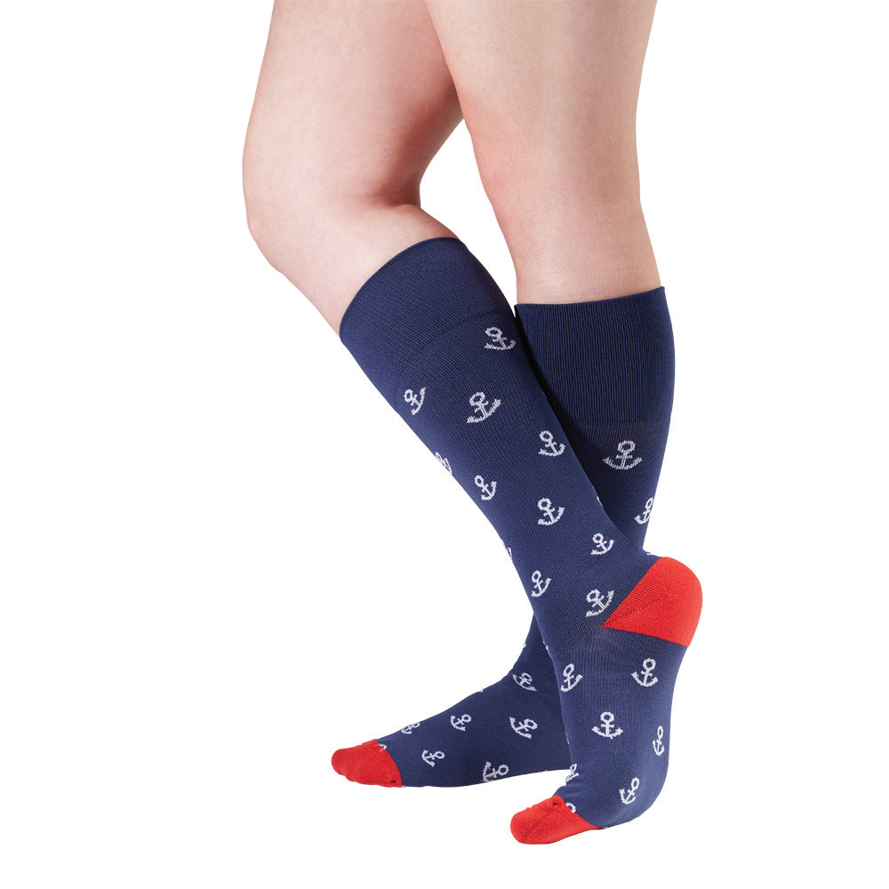 Rejuva® Anchor Knee High 15-20 mmHg, Red/White/Blue Side