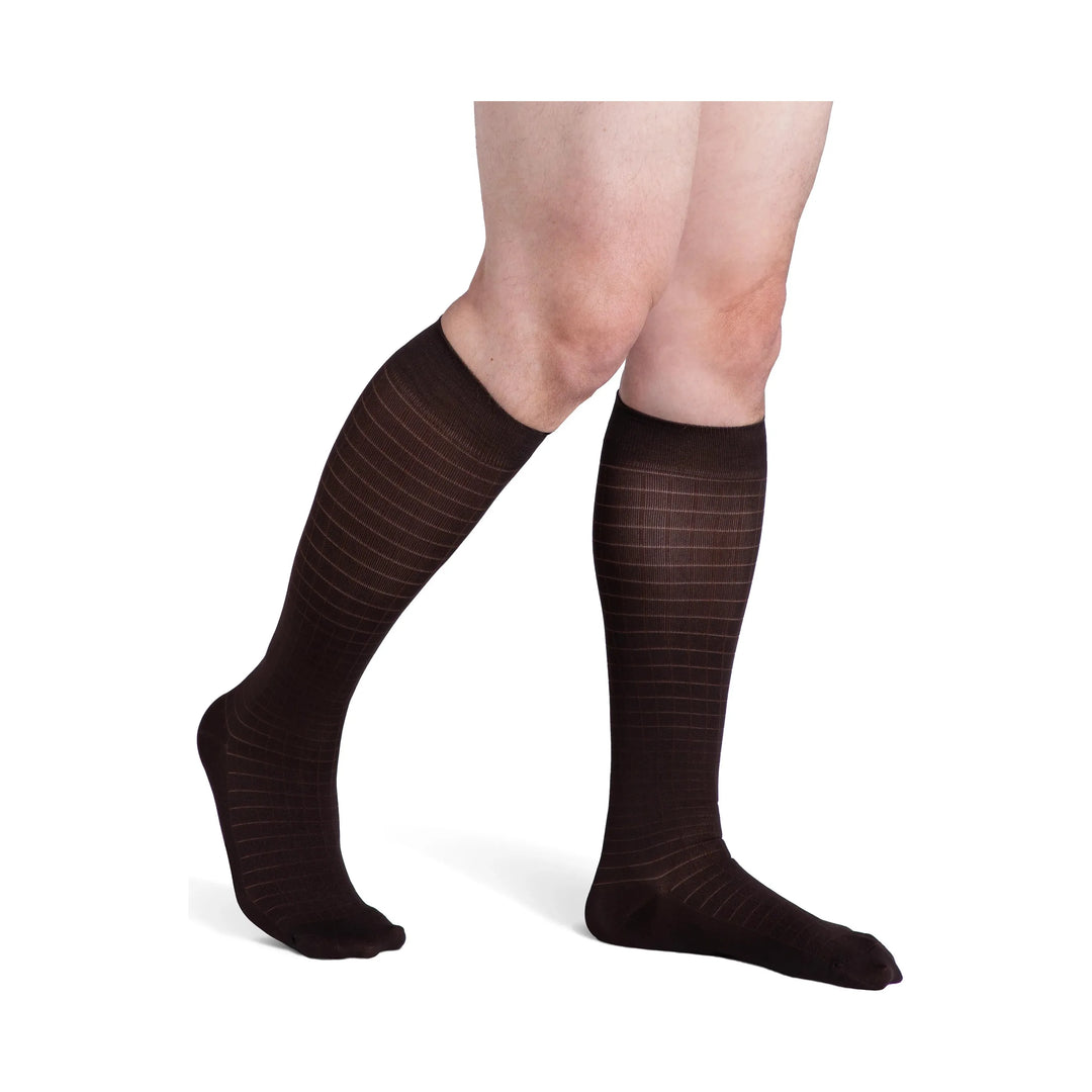 Sigvaris Microfiber Patterns Men's Knee High 20-30 mmHg, Espresso Windows