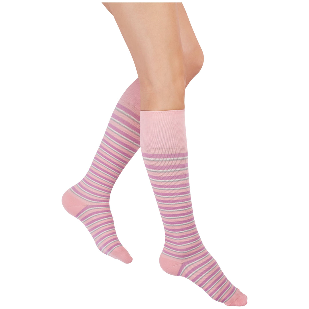 Rejuva Stripe 15-20 mmHg Knee High Compression Socks, Pink Purple / X-Large Rejuva Stripe 15-20 mmHg Knee High Compression Socks, Pink Purple / X-Large