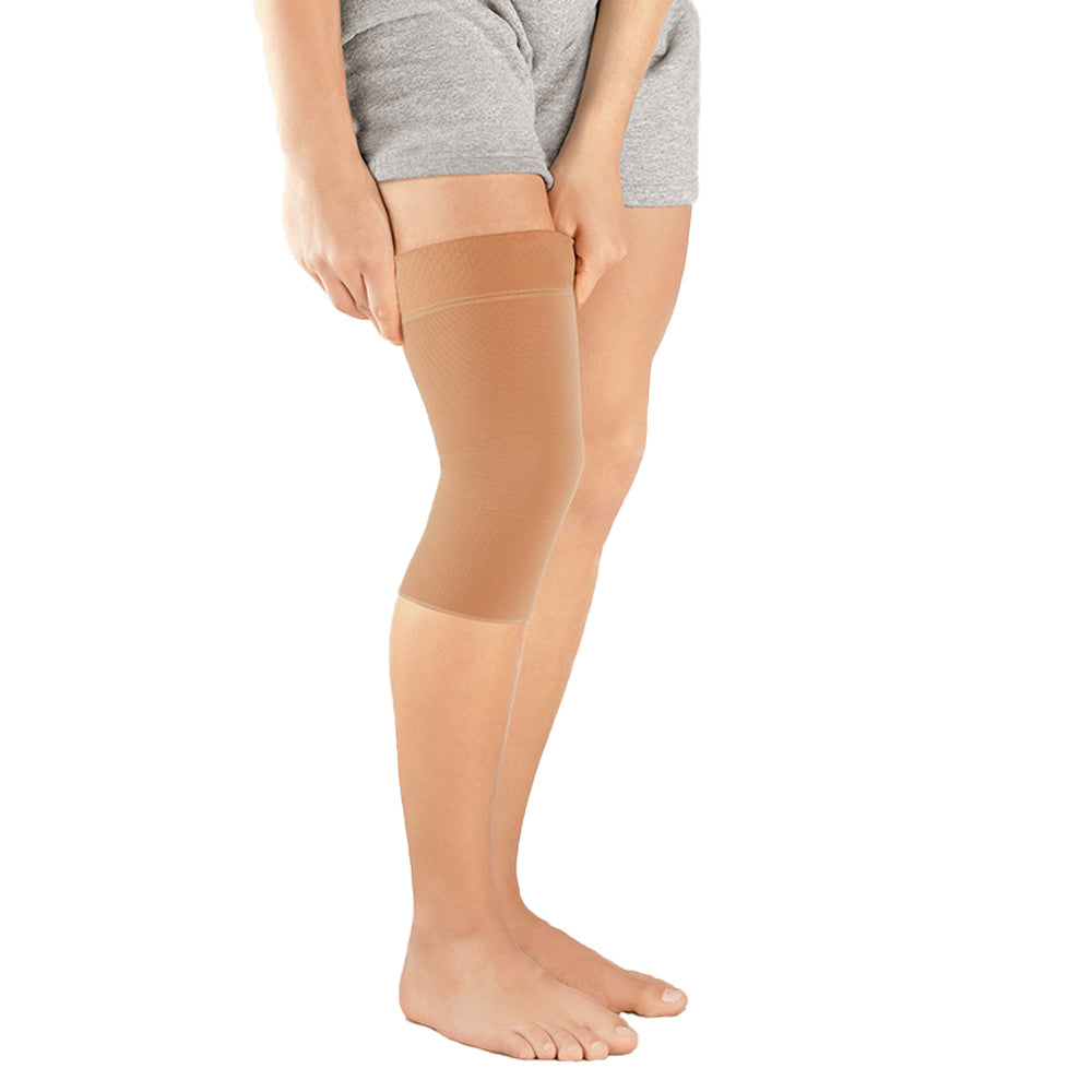 medi Protect Nahtlose Strick-Kniebandage mit Silikon-Oberband, Beige