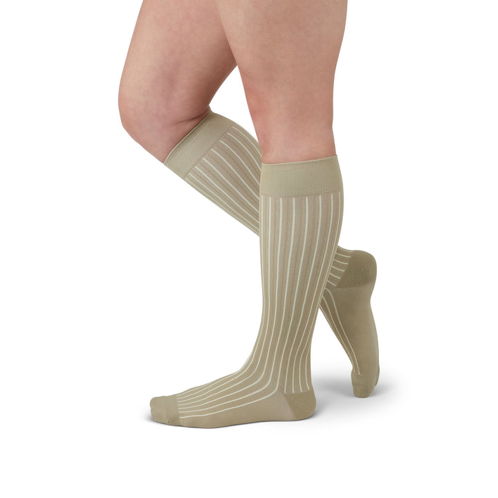 Duomed Soft Stripe Knee High in Tan
