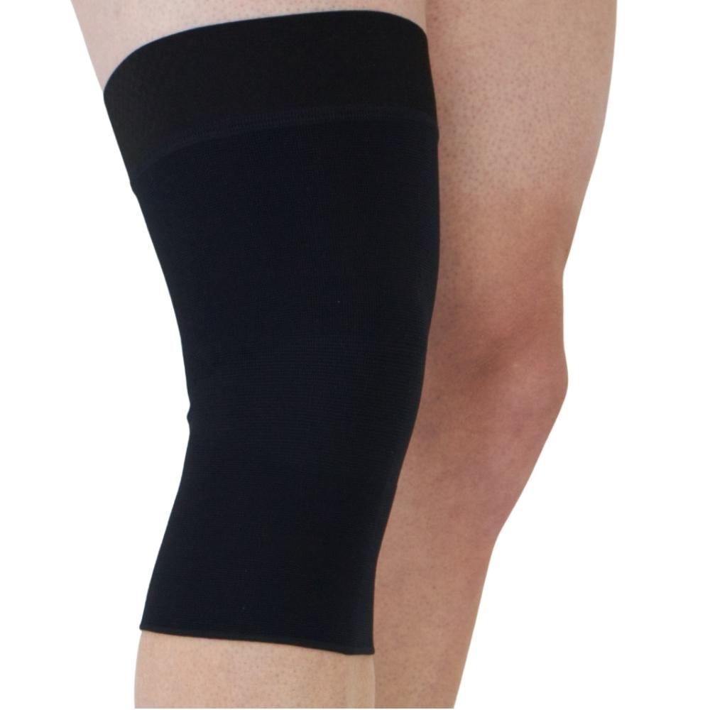 medi Protect Nahtlose Strick-Kniebandage mit Silikon-Oberband, Schwarz