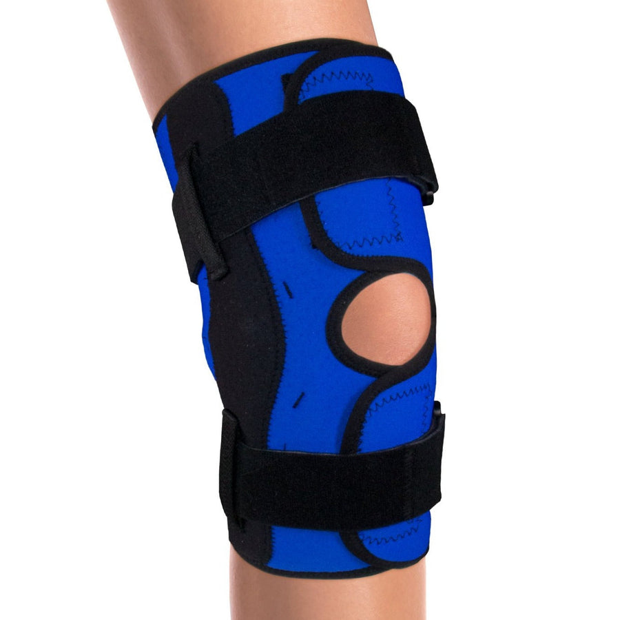 Envoltura estabilizadora de rodilla de neopreno OTC - barras con bisagras, azul real