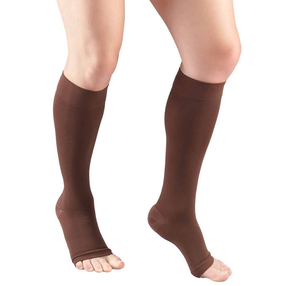 Truform 20-30 mmHg OPEN-TOE Rodilla Alta, Marrón