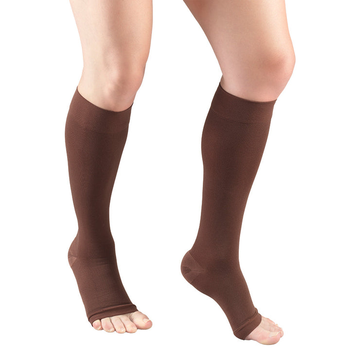 Truform 20-30 mmHg OPEN-TOE joelho alto, marrom