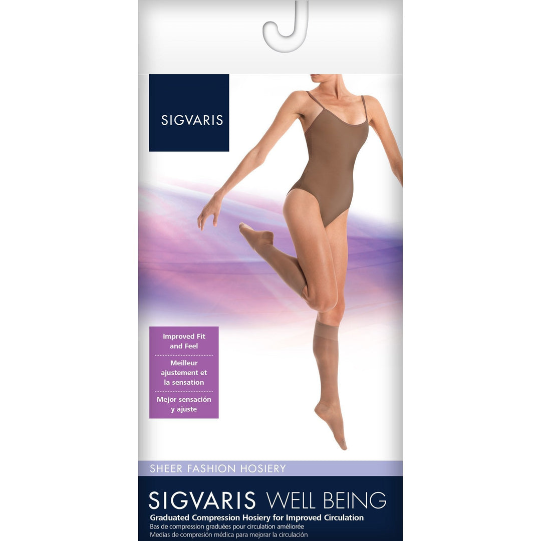 Sigvaris Sheer Fashion feminino 15-20 mmHg na altura do joelho