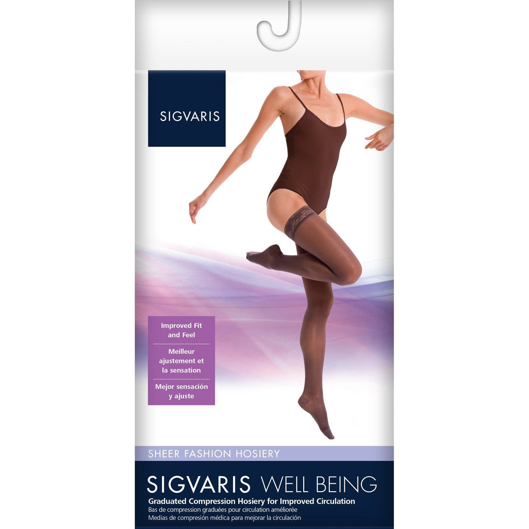 Sigvaris أزياء نسائية شفافة بطول الفخذ 15-20 مم زئبق