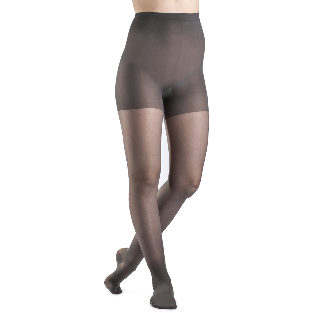 Meia-calça feminina Sigvaris Sheer Fashion 15-20 mmHg, carvão