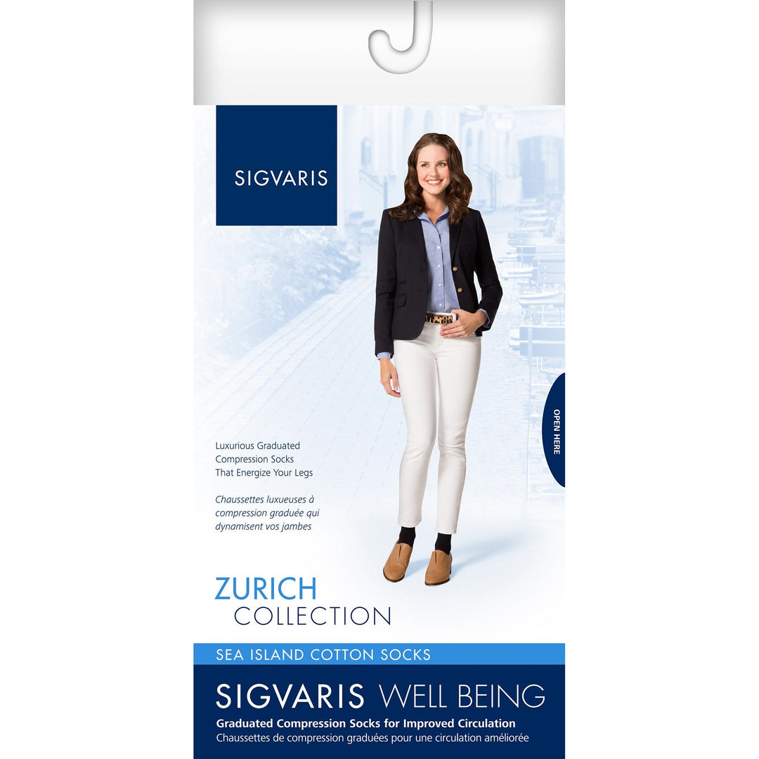 Sigvaris Sea Island Cotton Chaussettes hautes pour femme 15-20 mmHg