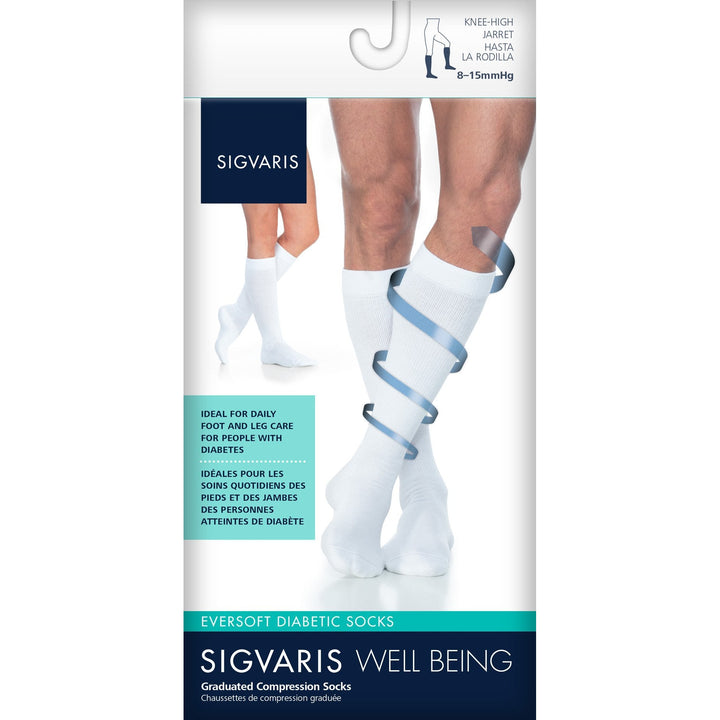 Sigvaris Eversoft 8-15 mmHg Chaussettes de compression hautes pour diabétiques