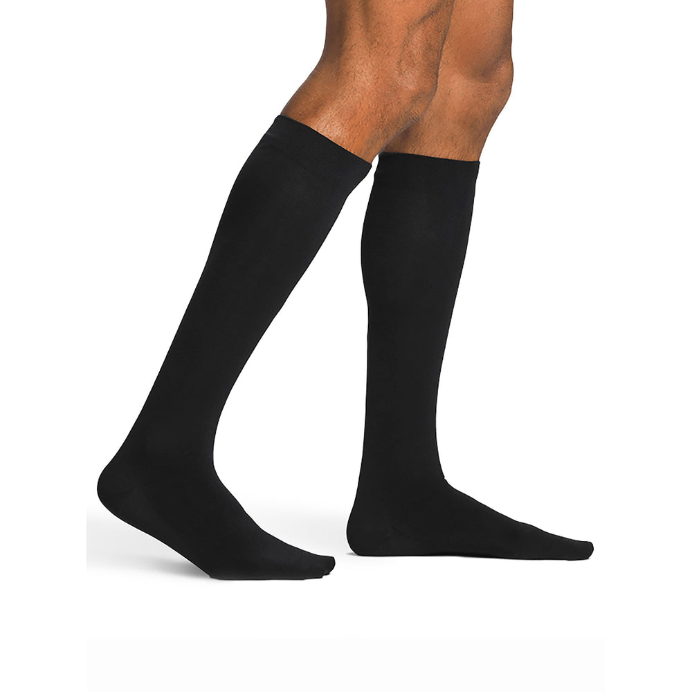 Sigvaris Sea Island Cotton Chaussettes montantes pour homme 15-20 mmHg Noir