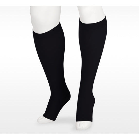 Juzo Soft Knee High 15-20 mmHg, bico aberto, preto