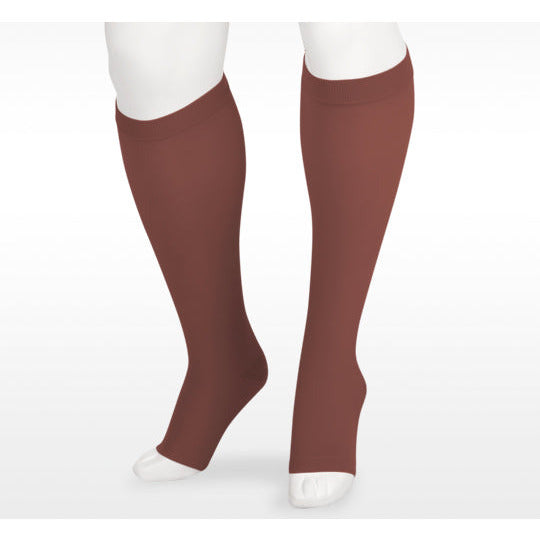 Juzo soft knee high 15-20 مم زئبق، مقدمة مفتوحة، لون الشوكولاتة