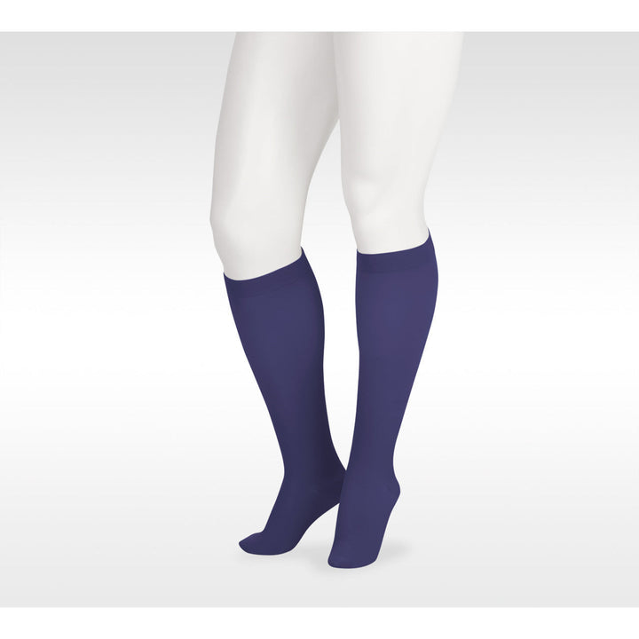 Juzo Soft Knee High 30-40 mmHg avec bande en silicone, bleu marine