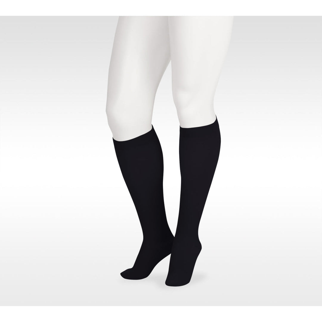 Juzo Soft Knee High 15-20 mmHg med silikonband, svart
