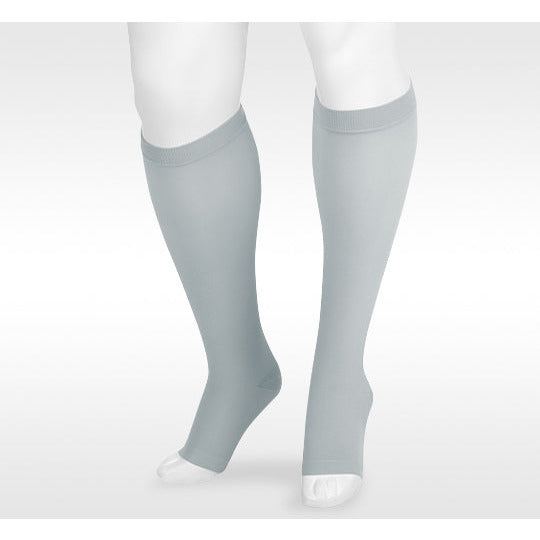 Juzo Soft Knee High 15–20 mmHg mit Silikonband, offene Spitze, Mondstein