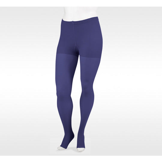 Meia-calça Juzo Soft 20-30 mmHg, bico aberto, azul marinho