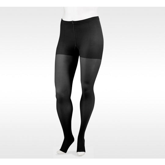 Meia-calça Juzo Soft 30-40 mmHg, bico aberto, preta