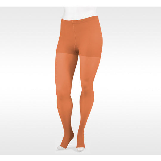 Meia-calça Juzo Soft 15-20 mmHg, bico aberto, canela