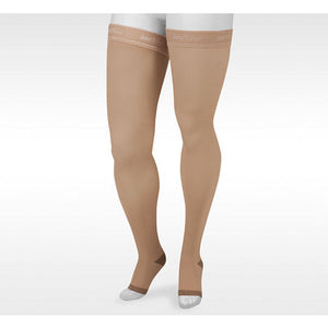 Juzo Soft Silver Thigh High 20-30 mmHg w/ Silicone Band, Open Toe