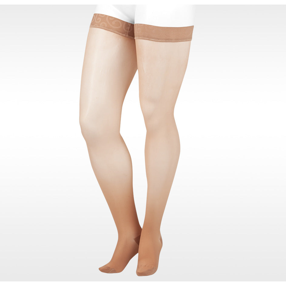 Juzo Naturally Sheer Thigh High 20-30 mmhg w/ Silicone Band, Beige