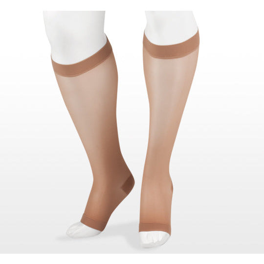 Juzo Naturally Sheer Knee High 20-30 mmHg, Open Toe, Beige