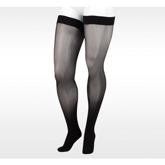 Juzo Naturally Sheer Thigh High 15-20 mmhg med silikonband, svart