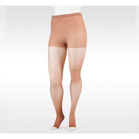 Meia-calça Juzo naturalmente transparente 30-40mmhg, bico aberto, bege