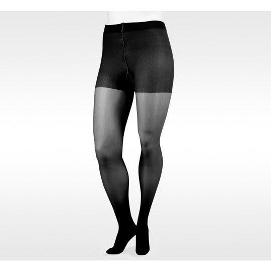 Juzo meia-calça naturalmente transparente 20-30 mmhg, preta