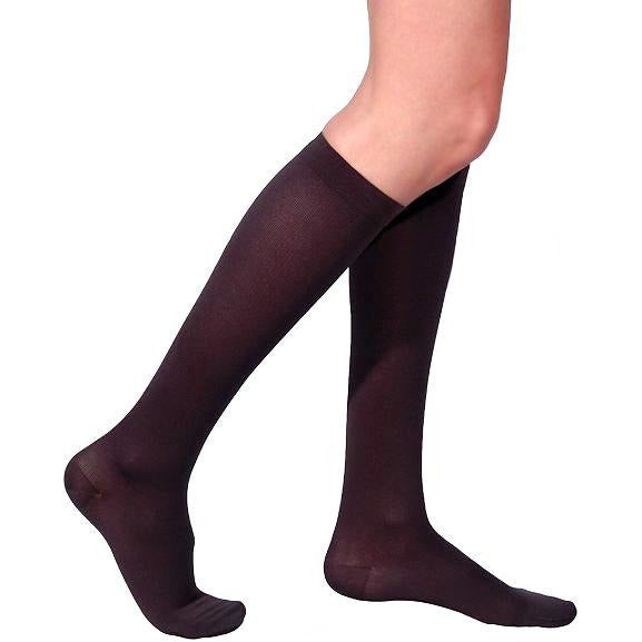 Sigvaris Cotton Chaussettes montantes pour femme 30-40 mmHg Brume noire