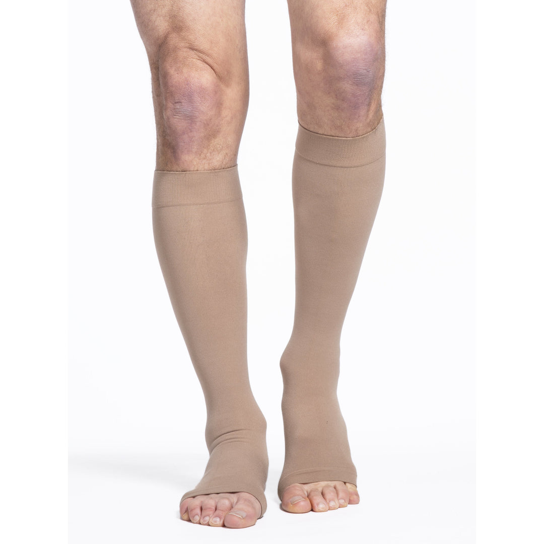 Sigvaris Cotton 30-40 mmHg OPEN TOE Knee High, Light Beige