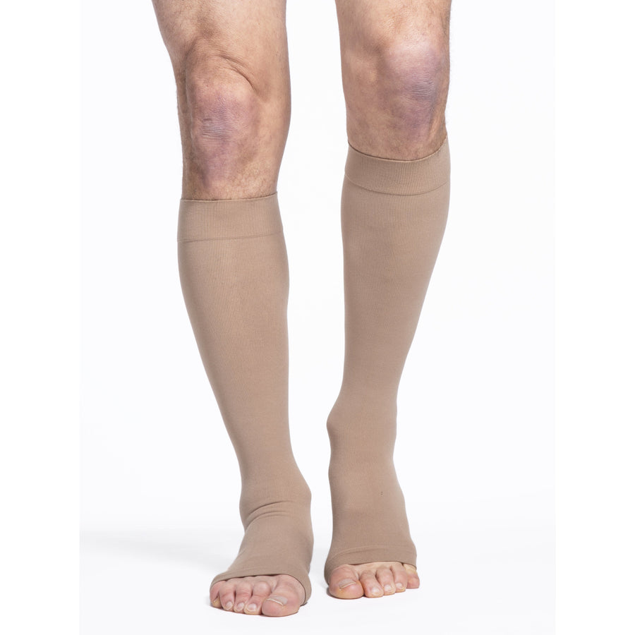 Sigvaris Cotton 30-40 mmHg BOUT OUVERT Genou haut, Beige clair