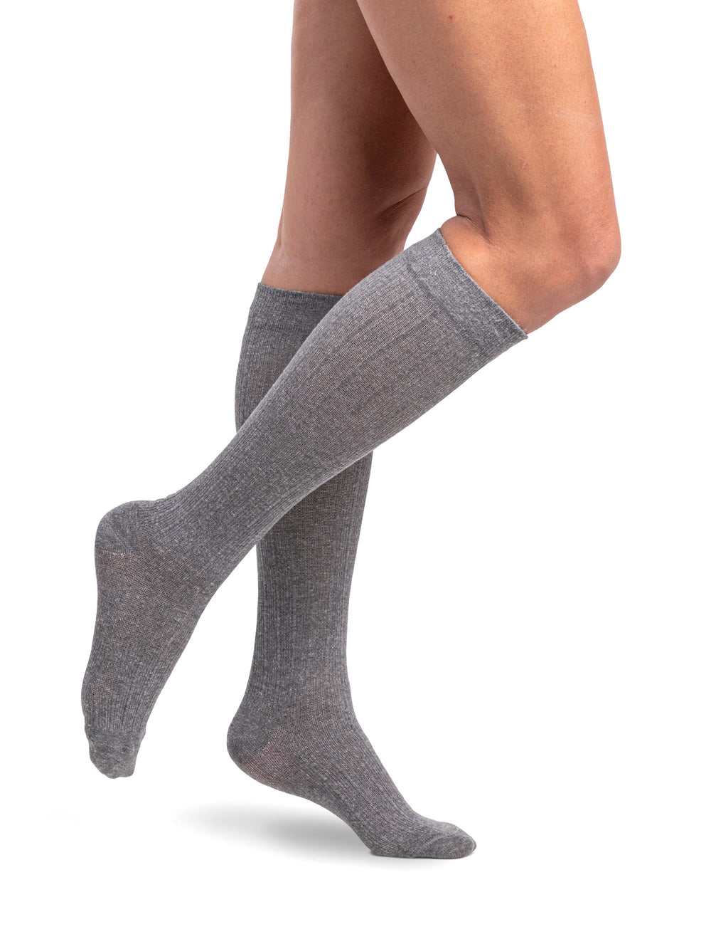 Sigvaris Linen - Medias hasta la rodilla para mujer, 20-30 mmHg, gris claro