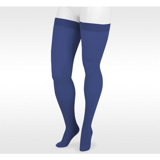 Juzo Soft Thigh High 15-20 mmHg con banda de silicona, azul marino