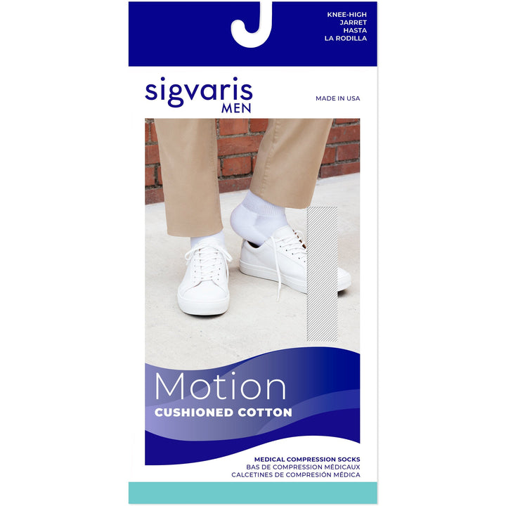 Sigvaris hasta la rodilla de algodón acolchado para hombre, 20-30 mmHg