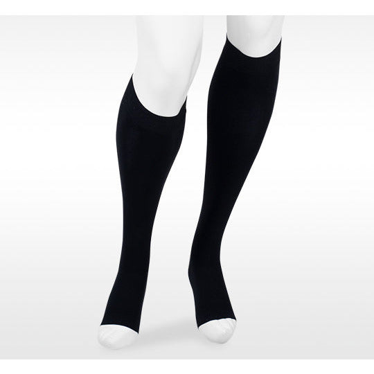 Juzo Move Knee High Max con banda de silicona, puntera abierta, 20-30 mmHg, negro