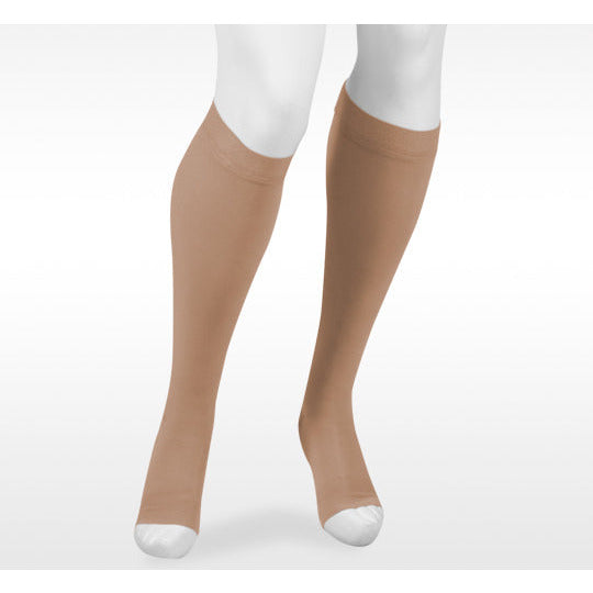 Juzo Move Knee High Max avec bande en silicone, bout ouvert, 20-30 mmHg, beige