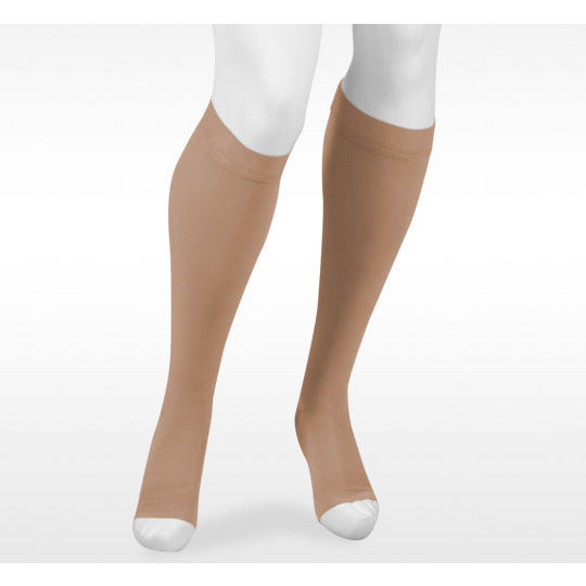 Juzo Move Knee High Max con banda de silicona Puntera abierta 20-30 mmHg, Beige