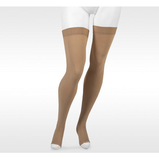 Juzo Move Thigh High com pulseira de silicone aberta 30-40 mmHg, bege