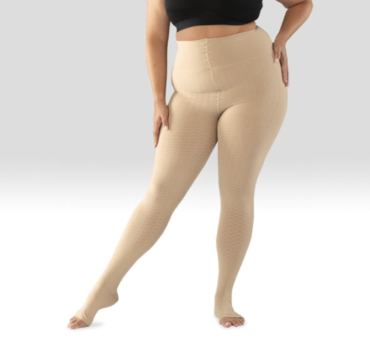 Pantimedias Juzo Sensation 15-20 mmHg, puntera abierta, beige