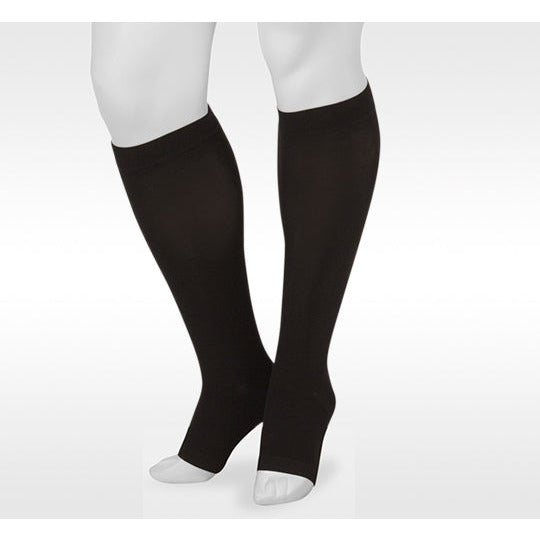 Juzo Basic Knee High 15-20 mmHg, bico aberto, preto