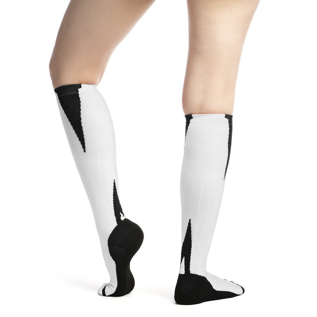 EvoNation Athletic Chaussettes de compression 15-20 mmHg, blanches