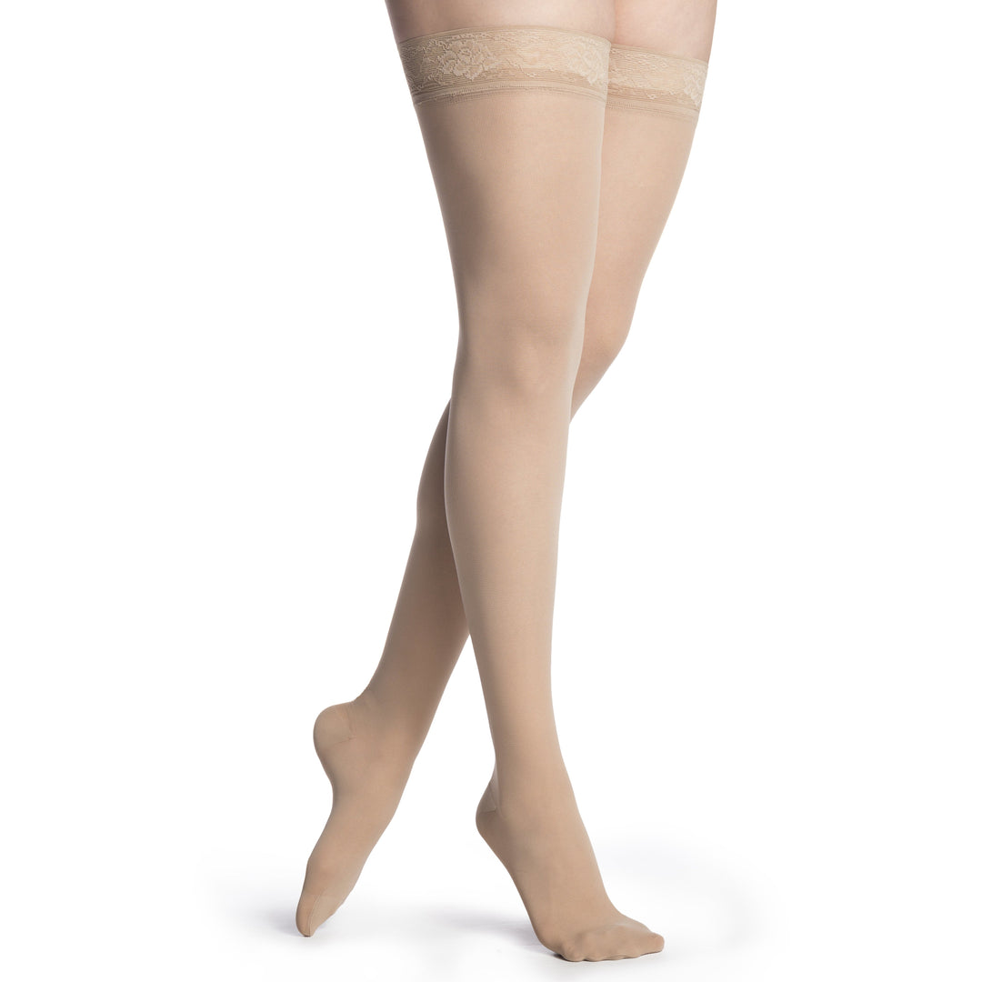 Sigvaris Medium Sheer Damen 20-30 mmHg Oberschenkelhoch, Honig