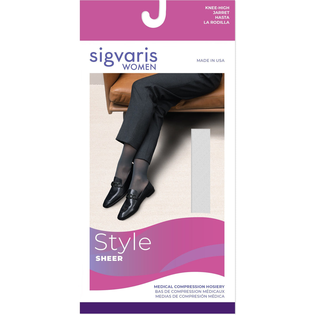 Sigvaris Sheer - Medias hasta la rodilla para mujer (15-20 mmHg)