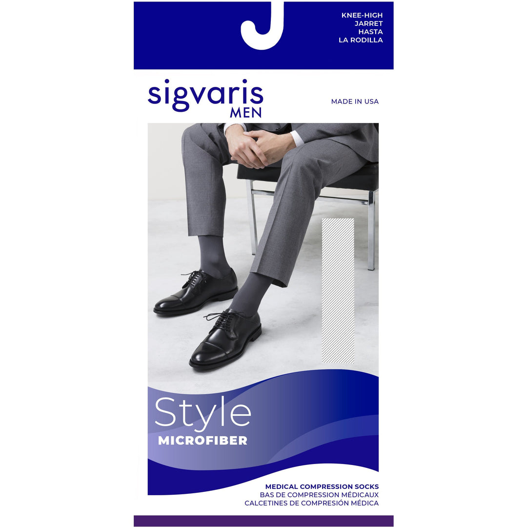 حذاء Sigvaris Microfiber للرجال بطول الركبة 30-40 مم زئبق