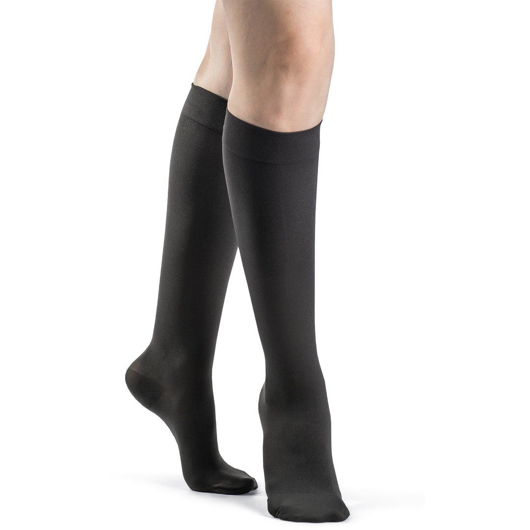 Sigvaris Soft Opaque - Medias hasta la rodilla para mujer, 30-40 mmHg, grafito